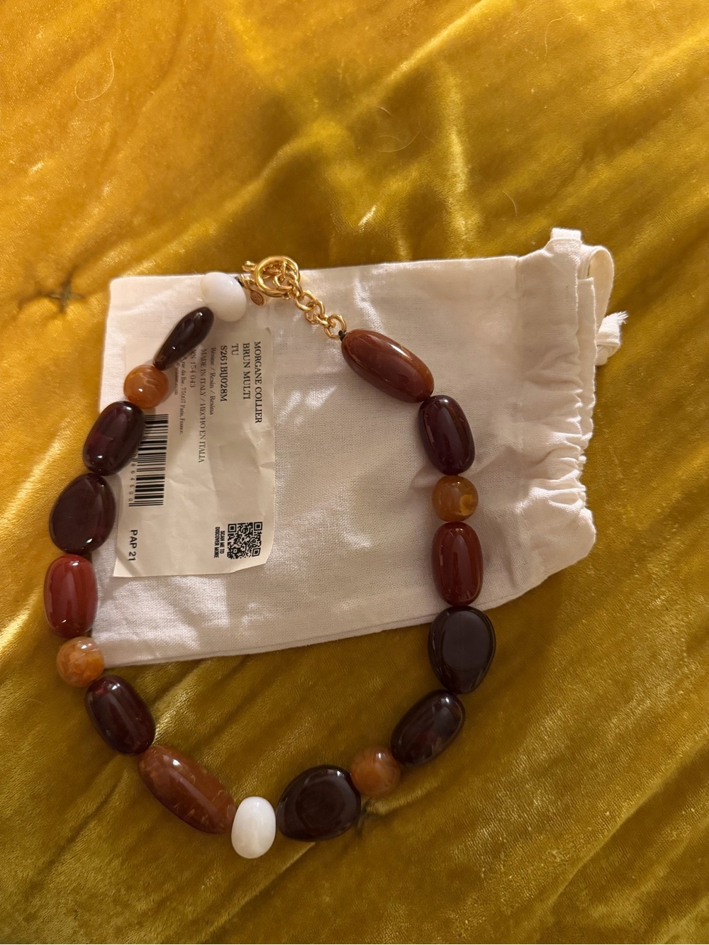 Sezane Brown Bead Necklace - Women Jewelry